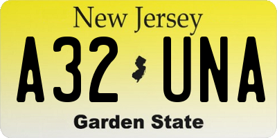 NJ license plate A32UNA
