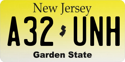 NJ license plate A32UNH