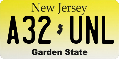 NJ license plate A32UNL
