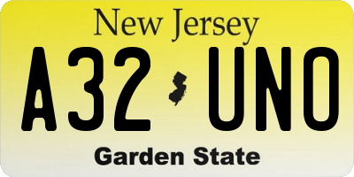 NJ license plate A32UNO
