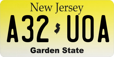 NJ license plate A32UOA