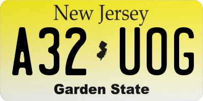 NJ license plate A32UOG