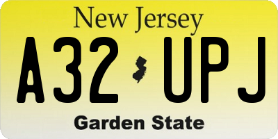 NJ license plate A32UPJ