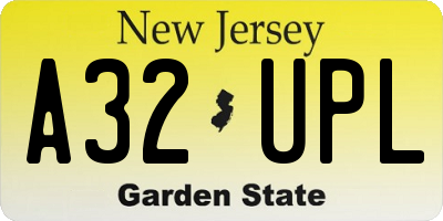 NJ license plate A32UPL