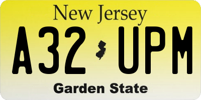NJ license plate A32UPM