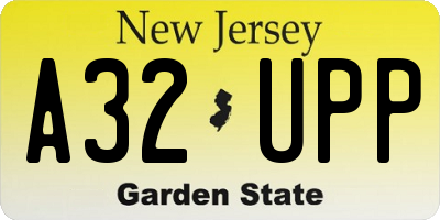 NJ license plate A32UPP