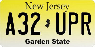 NJ license plate A32UPR