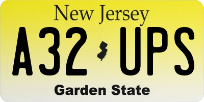 NJ license plate A32UPS
