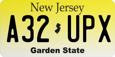 NJ license plate A32UPX