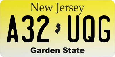 NJ license plate A32UQG