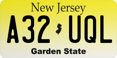 NJ license plate A32UQL