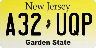 NJ license plate A32UQP