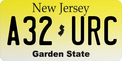 NJ license plate A32URC