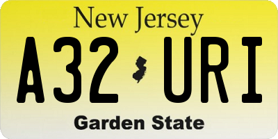 NJ license plate A32URI