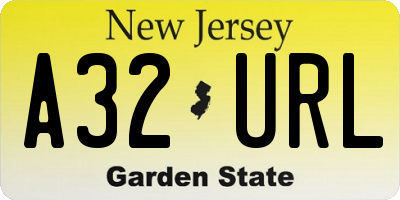 NJ license plate A32URL