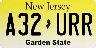 NJ license plate A32URR