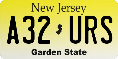NJ license plate A32URS