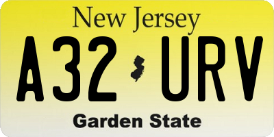 NJ license plate A32URV
