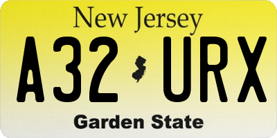 NJ license plate A32URX