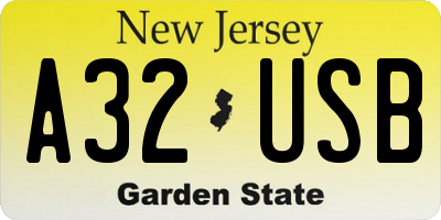 NJ license plate A32USB