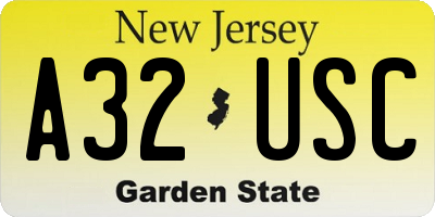 NJ license plate A32USC