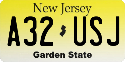 NJ license plate A32USJ