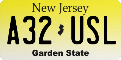 NJ license plate A32USL