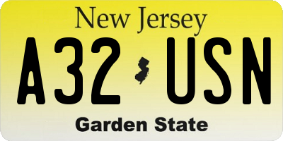 NJ license plate A32USN