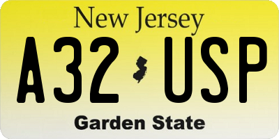 NJ license plate A32USP