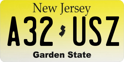 NJ license plate A32USZ