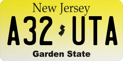 NJ license plate A32UTA
