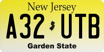 NJ license plate A32UTB