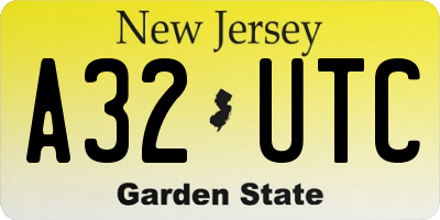 NJ license plate A32UTC