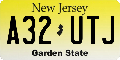 NJ license plate A32UTJ