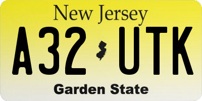 NJ license plate A32UTK
