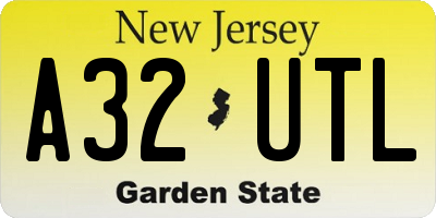 NJ license plate A32UTL