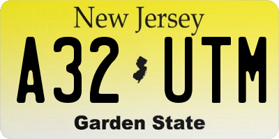NJ license plate A32UTM