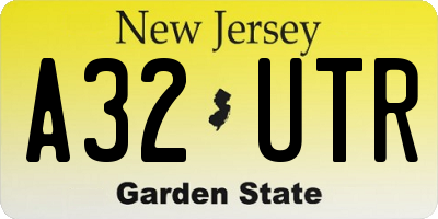 NJ license plate A32UTR