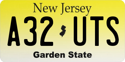 NJ license plate A32UTS