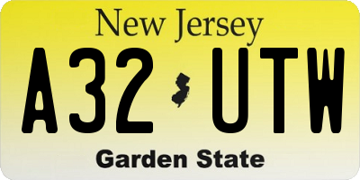 NJ license plate A32UTW