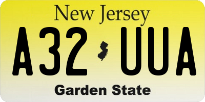 NJ license plate A32UUA