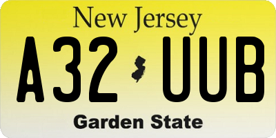 NJ license plate A32UUB