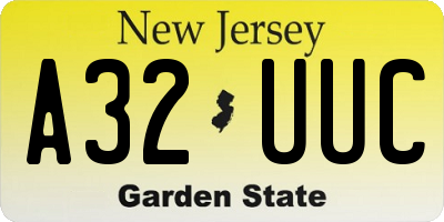 NJ license plate A32UUC