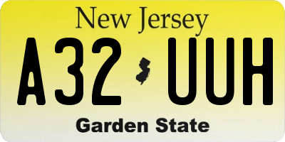 NJ license plate A32UUH