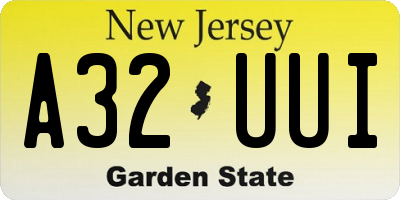 NJ license plate A32UUI