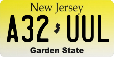 NJ license plate A32UUL