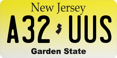 NJ license plate A32UUS