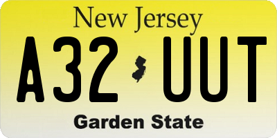 NJ license plate A32UUT