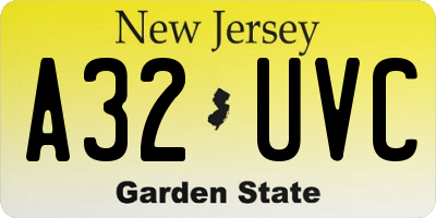 NJ license plate A32UVC