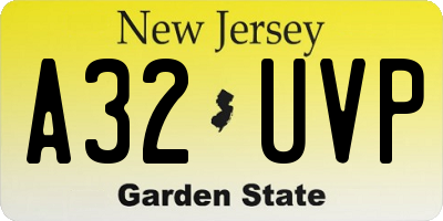 NJ license plate A32UVP